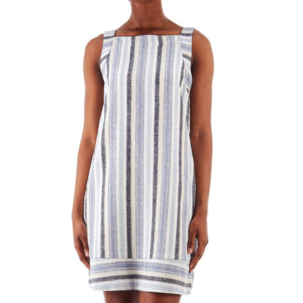 Sharagano Petite Striped Linen-Blend Sheath Dress